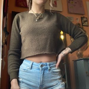 Green Cropped Sweater